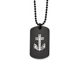 Men's Dog Tag Anchor Pendant Necklace in Stainless Steel with Chain